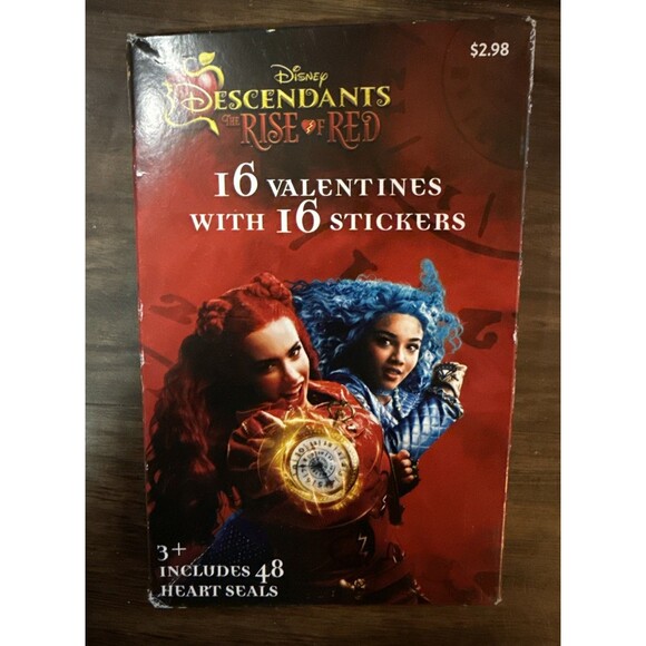 Disney Descendants Rise of Red Valentine’s Day Cards w/Stickers Seals 8 Designs - Picture 1 of 3